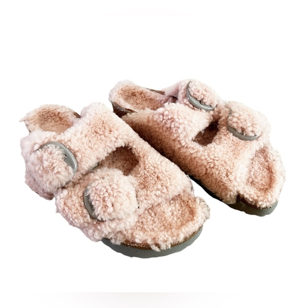 Birkenstock Arizona Sandals Big Buckle Shearling Sandal in Baby Pink Womens 7 - Picture 3 of 9